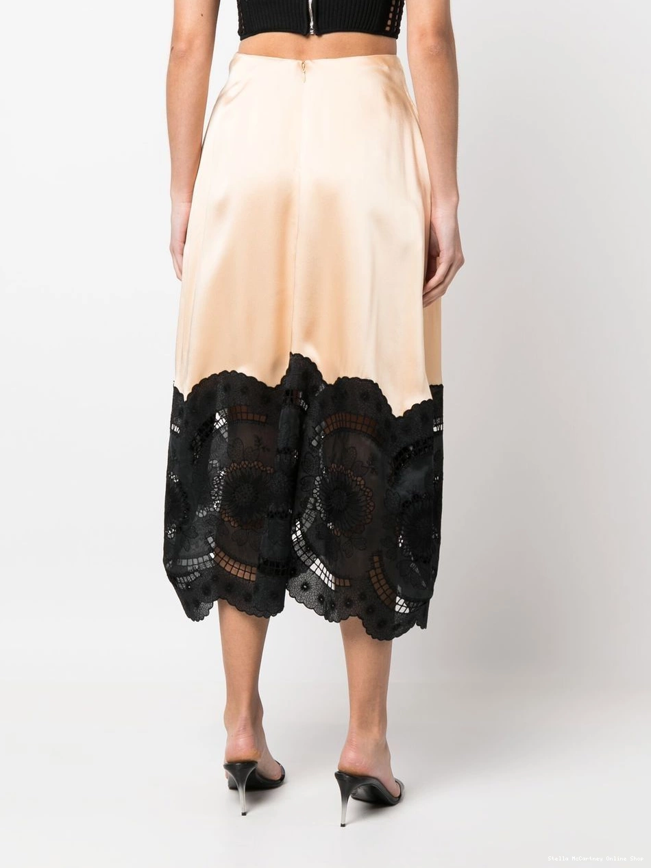 Cheap Women Stella McCartney midi cotton-linen skirt broderie-anglais 0825